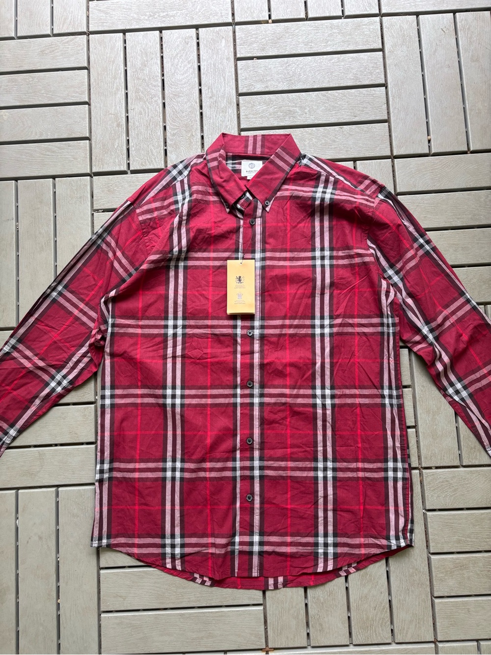 Burberry Red Plaid Button-Down Shirt